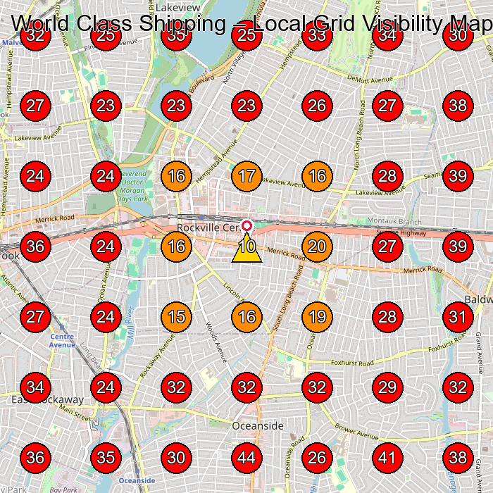 World Class Shipping GeoGrid visibility map for Freight Forwarding Service in Freeport
